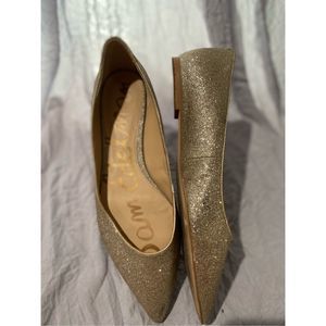 Sam Edelman pumps flat pointy toe gold sparkle ladies SZ 9